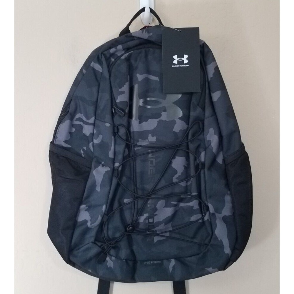 Under Armour Hustle Sport Backpack UA Storm Fits‎ 15" laptop Black Gray Camo NEW